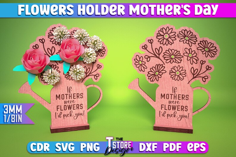 Flowers Holder Mother's Day Laser Cut SVG Bundle Etsy