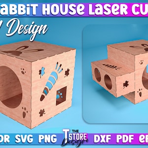 Rabbit House DXF | Laser Cut Bunny House DXF