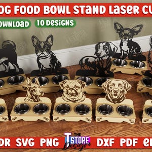 Dog Food Bowl Stand Laser Cut Bundle, Pet Bowls Stand Laser Cut, Pet Feeder Stand, Personalized pet food bowl stands, dog feeding station