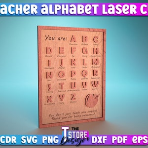 Leraar alfabet laser gesneden bundel | Leraar Lasergesneden SVG-bundel | CNC-bestanden