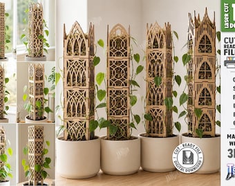 Moss Pole Laser Cut File - Gothic Plant Trellis - Climbing Plant Support - Monstera Moss Pole svg