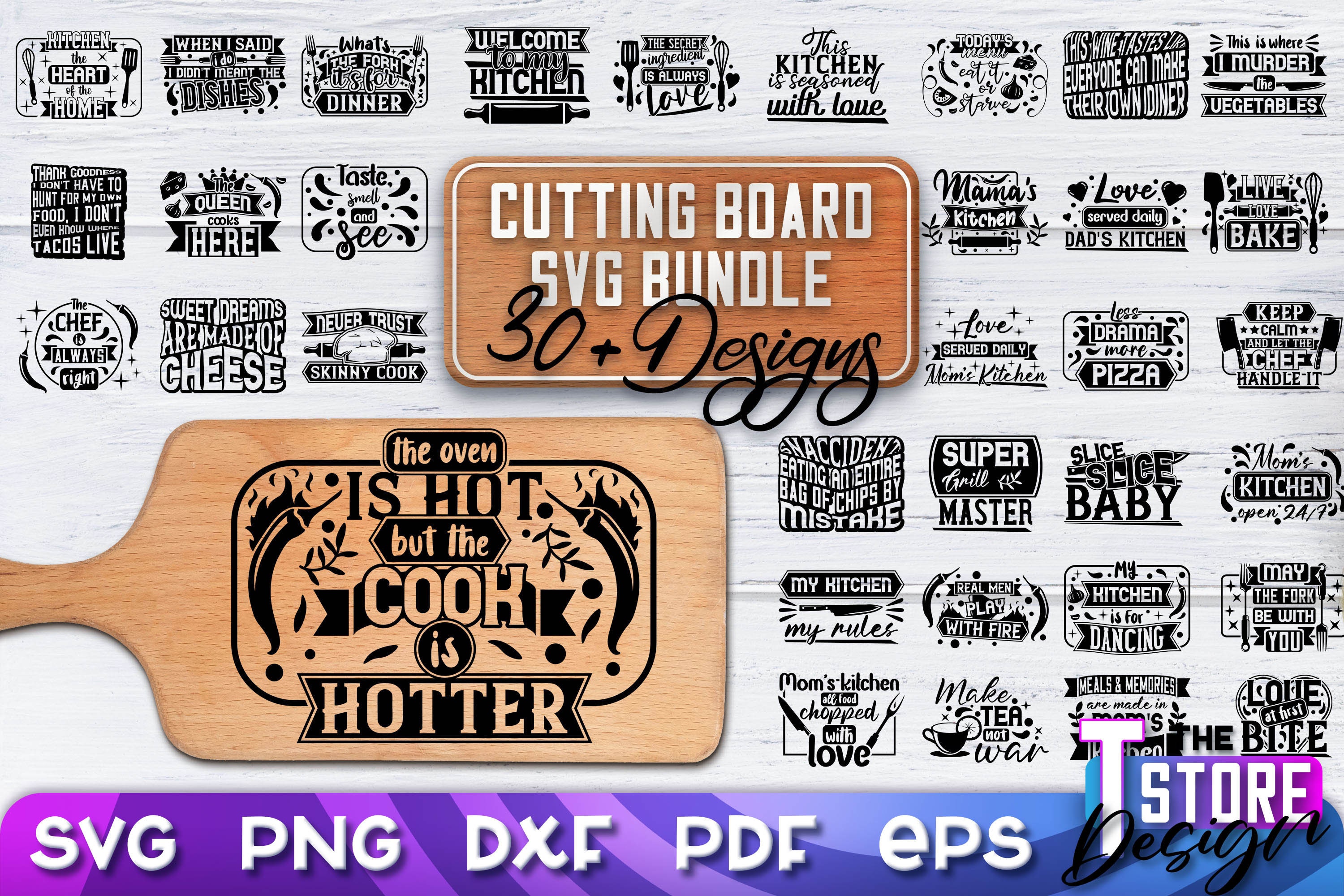 Cutting Board Designs SVG Bundle