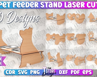 Pet Bowls Stand SVG | Pet Feeder Stand Laser Cutting Files | Pet Feeder Laser Design