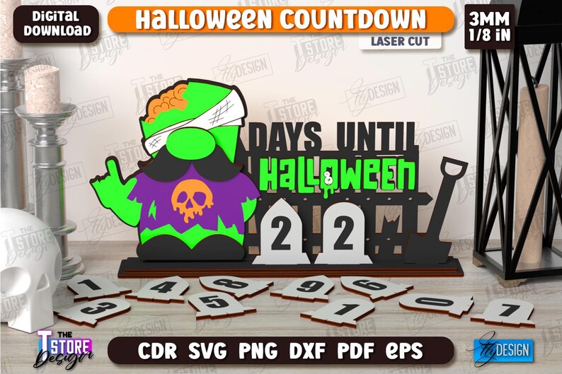 3d Halloween Countdown Laser Cut Bundle, Days Until Halloween Countdown ...