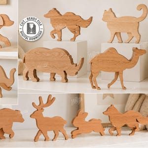 Trädjursfigurer SVG - Montessoridjurleksak laserskuren fil - Waldorfträdjur - Barnkammardekor svg