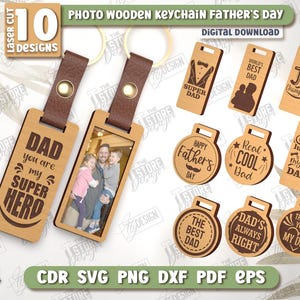 3D Vatertag Foto Schlüsselanhänger Laser geschnitten, Familie Doppelschicht Schlüsselanhänger Bündel, benutzerdefinierte Fotorahmen Schlüsselanhänger Lasercut, glücklicher Vatertag svg