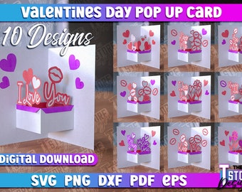 Valentine's Day Pop Up Card Card SVG | Love Paper Cut SVG Bundle | Valentine's Heart Pop Up Card | Pop Up Heart Valentine Card SVG