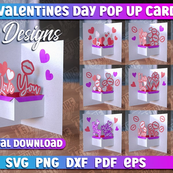 Valentine's Day Pop Up Card Card SVG | Love Paper Cut SVG Bundle | Valentine's Heart Pop Up Card | Pop Up Heart Valentine Card SVG