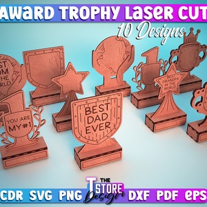 Award Trophy Laser Cut SVG Bundle | Award Trophy SVG Design | Laser Cut Files