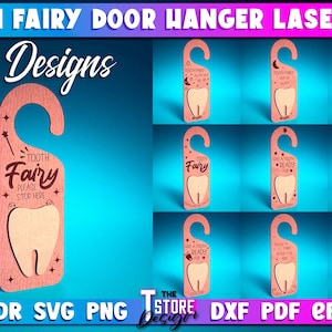 Zahnfee Tür Aufhänger Laser Cut SVG Bundle | Türschild Laser Cut SVG Design | CNC Dateien