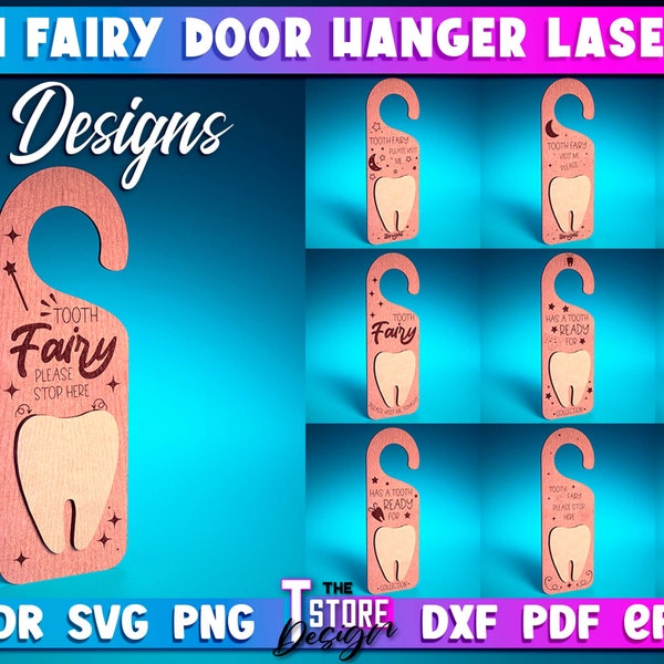 Tooth Fairy Door Hanger Laser Cut SVG Bundle  | Door Hanger Laser Cut SVG Design | CNC Files