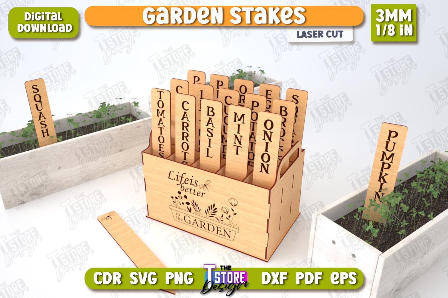 Sign Stake Svg Garden Stakes Laser Cut Bundle, 3D Garden Stakes Holder SVG, Wooden ...