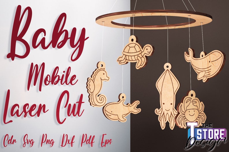 Baby Mobile SVG Laser Cut Bundle Baby Mobile SVG Design Laser Cut Files image 2