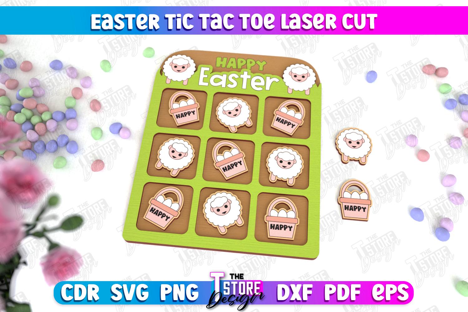 Easter Tic Tac Toe Laser Cut Bundle, Happy Easter Tic Tac Toe SVG ...