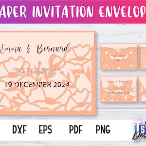 Paper Invitation Envelope SVG Design | Weddign Invitation Paper Cut SVG Bundle | Place Card Design