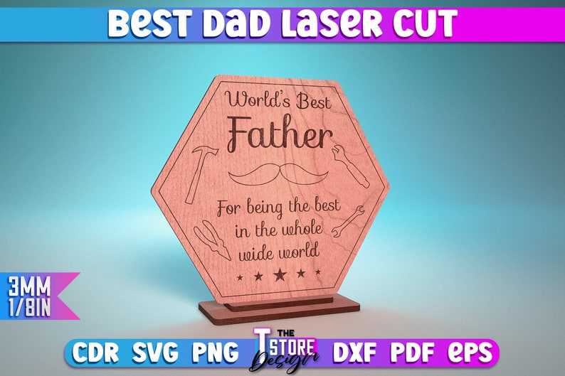 Best Dad Laser Cut SVG Bundle Award Trophy SVG Design Laser Cut Files zdjęcie 4