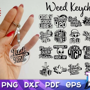 Mauvaises herbes porte-clé SVG | Marijuana SVG | Lot de 420 cannabis SVG