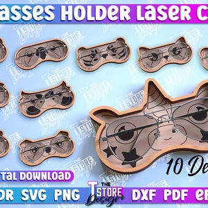 Glasses Holder Laser Cut SVG, 3D Animal glasses holders, eyeglasses display, Glasses Tray, Sunglasses Tray, Home Decor, Accessories Holder