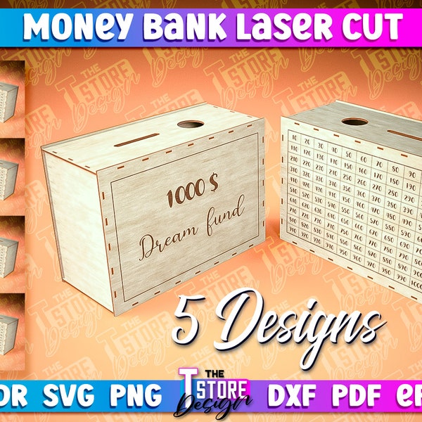 Money Box SVG Bundle | Money Bank SVG| Money Box Laser Cut| Target Piggy Banks | Piggy Bank Laser Design | Money Bank