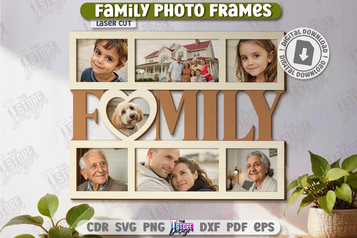 Family Photo Frames Laser Cut Bundle, Picture Frames for Wall Laser Cut ...