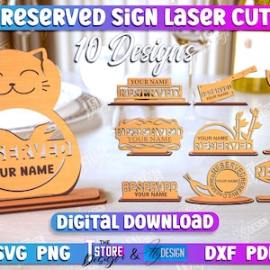 Reserved sing lasercut bundle, Cafe Decoration, Table Numbers Lasercut, Boho Bar Sign, Table Signs, personalized name plate laser cut