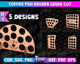 Coffee Pod Holder Laser Cut SVG Bundle | Pod Holder Engraver SVG File | Coffee Pod Holder Engraving v.2