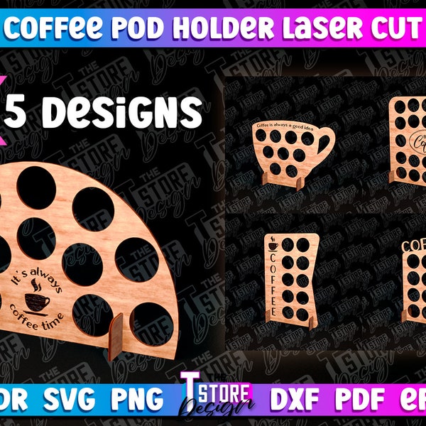 Coffee Pod Holder Laser Cut SVG Bundle | Pod Holder Engraver SVG File | Coffee Pod Holder Engraving v.2
