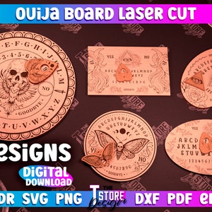 Ouija Board Laser Cut Bundle, Spirit Board table laser cut, Halloween wooden spiritual board, Mystical Laser Cut Design, Withy Engraving