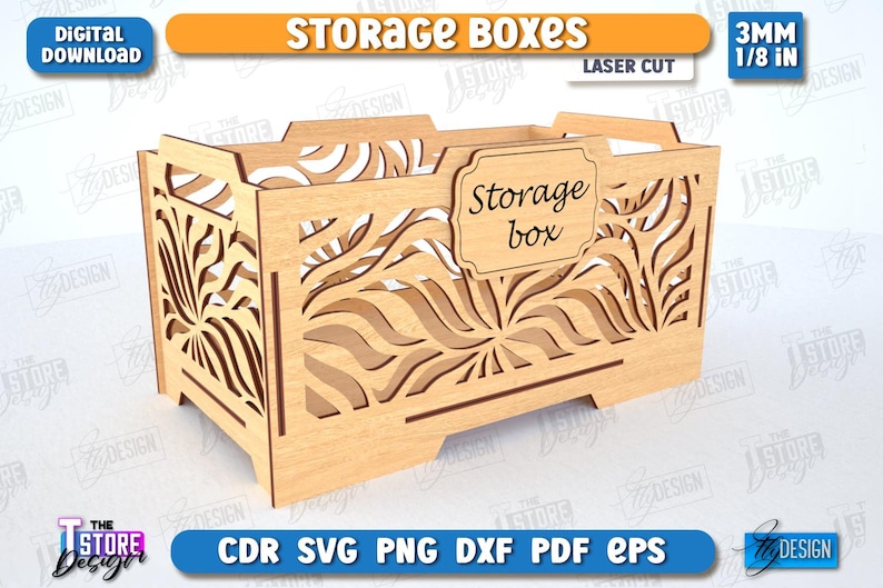 Wooden Stackable Storage Boxes Laser Cut Bundle, Decorative Box ...