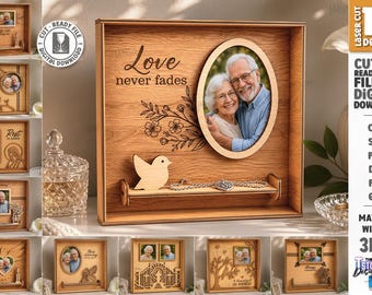 Memorial Shadow Box SVG - Sympathy Memory Frame - Photo Keepsake Display - Remembrance Gift - Laser Cut File svg