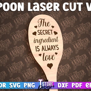 Spoon Laser Cut SVG Bundle Spoon Engraving Quotes SVG Design Kitchen Quotes Cut File zdjęcie 2