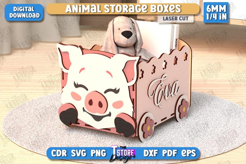 Animal Storage Boxes Laser Cut Bundle, 3d Kids Animal Boxes, Children ...