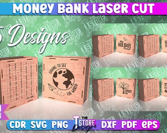 Cofrinho de madeira em SVG | Cofrinho em SVG | Cofrinho cortado a laser | Cofrinhos Target | Design de cofrinho a laser | Cofrinho