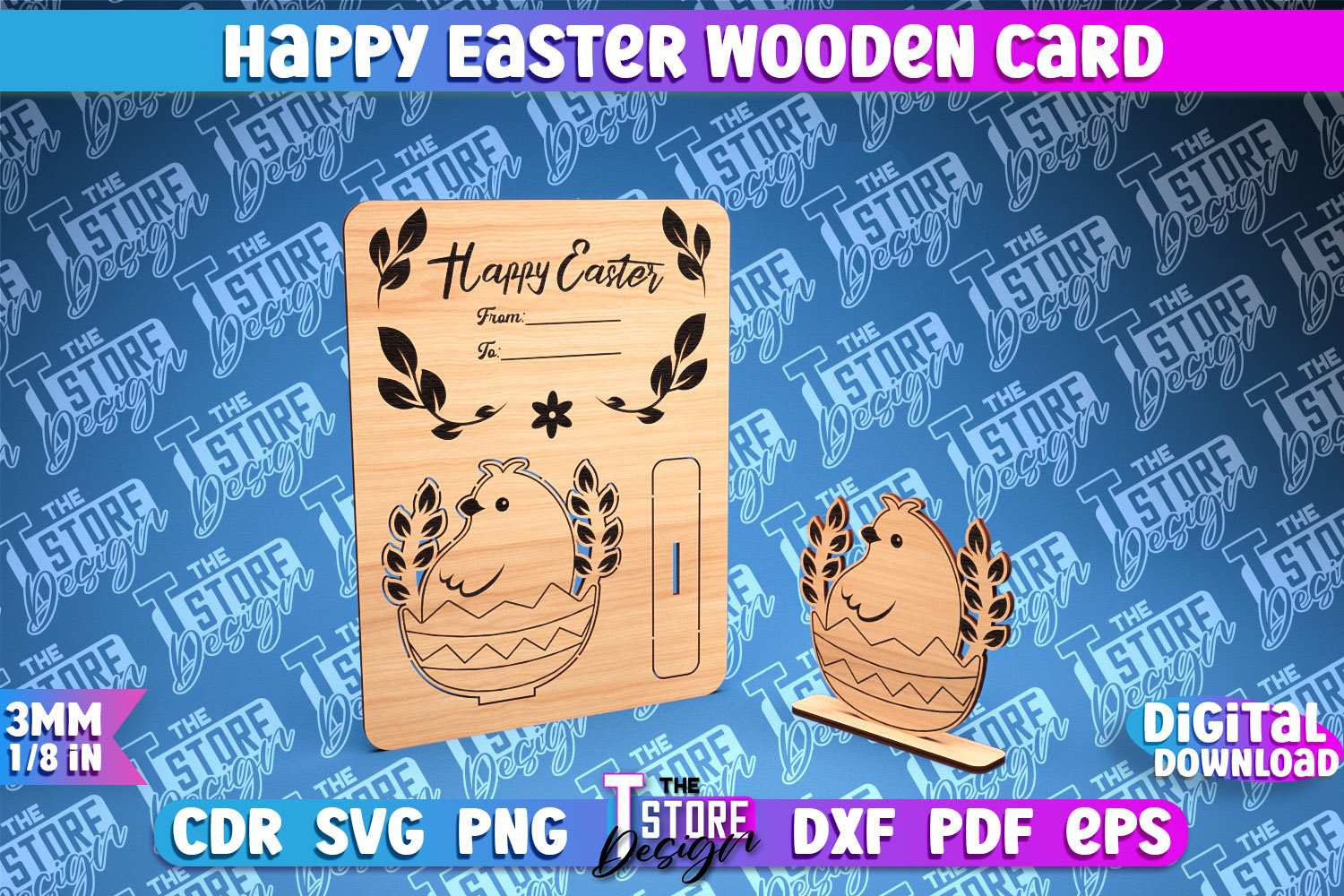 Happy Easter Wooden Card Laser Cut SVG Bundle | 3D Easter Card | Easter ...