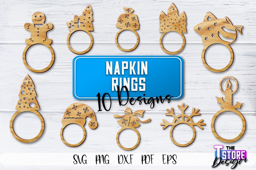 Laser Cut Napkin Rings SVG Bundle Christmas Design Etsy