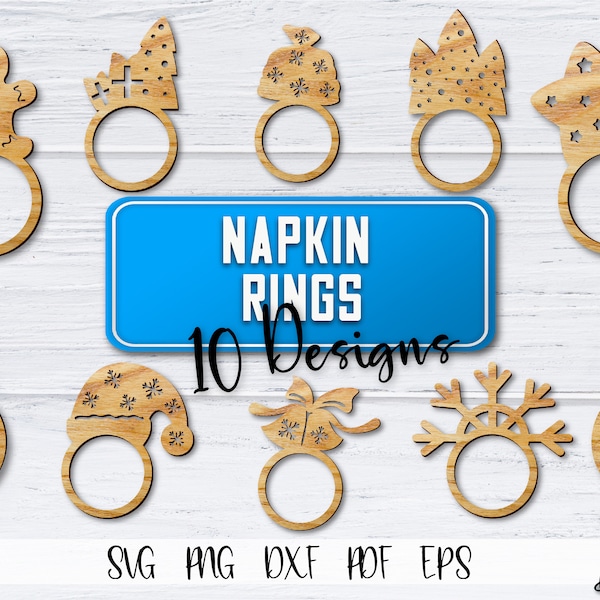 Laser Cut Napkin Rings SVG Bundle | Christmas Design