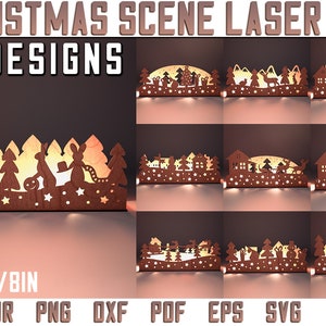 Christmas Scene Laser Cut SVG Bundle | Christmas Laser SVG Design | CNC Files