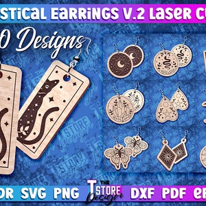 Mystieke oorbellen Lasergesneden | Magische oorbellen SVG-ontwerp | Accessoires Laserontwerp | CNC-bestanden v.2