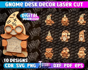 Gnome Desk Decor Laser Cut | Gnome SVG Design | Laser Gnome Stand SVG | Wooden Gnome Design | CNC files