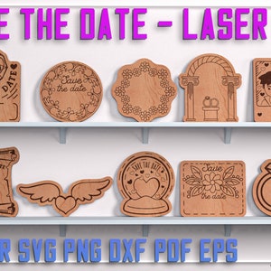 Save the Date Laser Cut Design SVG Bundle | Date SVG Design | Laser Cut Files