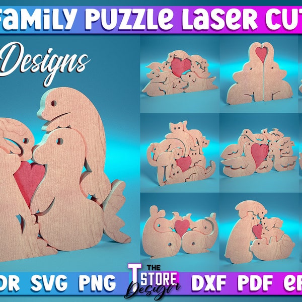 Family Puzzle Laser Cut | Love SVG Design | Family Love Puzzle Laser Cut Files | SVG Laser Design