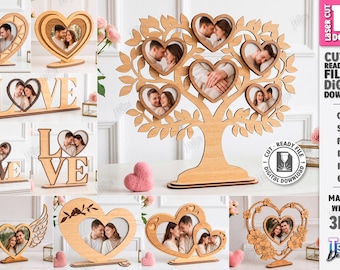 Heart Photo Frame SVG - Laser Cut Couple Picture Frame - Romantic Love Photo Display - Wedding Anniversary Valentine Gift svg