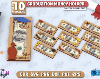 Graduation Money Holder Lasercut Bundle, Graduation Cash Holder, Class of 2025 SVG, Graduation Gift, Grad Gift Cash Holder, Senior Grad Gift