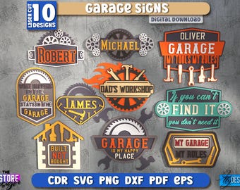 3d garage signs laser cut bundle, personalized men cave decor, gifts for him, workshop sign, Father's day welcome sign, custom name plaque