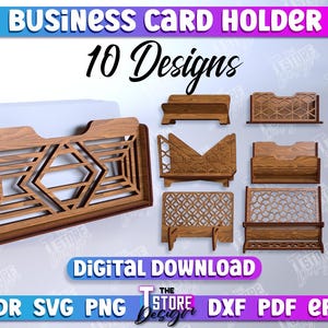 Business Card Holder Laser Cut Bundle, 3d Wooden Business Card Holders, Desk Organizer Laser cut, Business Desk Card Holder Laser Files