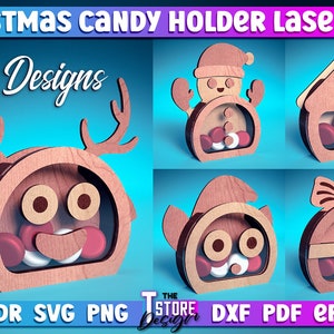 Christmas Candy Holder Laser Cut SVG | Candy Holder Laser Cut SVG Design | CNC Files