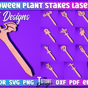 Halloween Plant Stakes Laser Cut | Home SVG Design | Halloween Laser Cut Files | Garden Stakes SVG Design