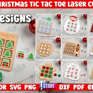Kerst boterham lasergesneden bundel, boter en kaas boterham, SVG, kerst boterham-bestand, kerstspel SVG, boter en kaas 3D-sets, bordspel