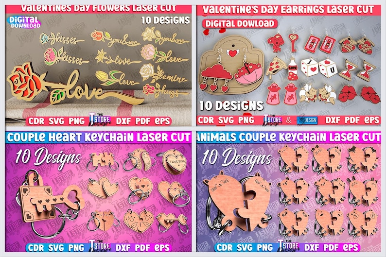 Valentine's Day Laser Cut Mega Bundle, 508 Valentine Decors Laser Cut ...