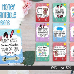 Joyeuses Pâques argent carte PNG Bundle | Fichiers de coupe de porte-monnaie | Conception de Pâques
